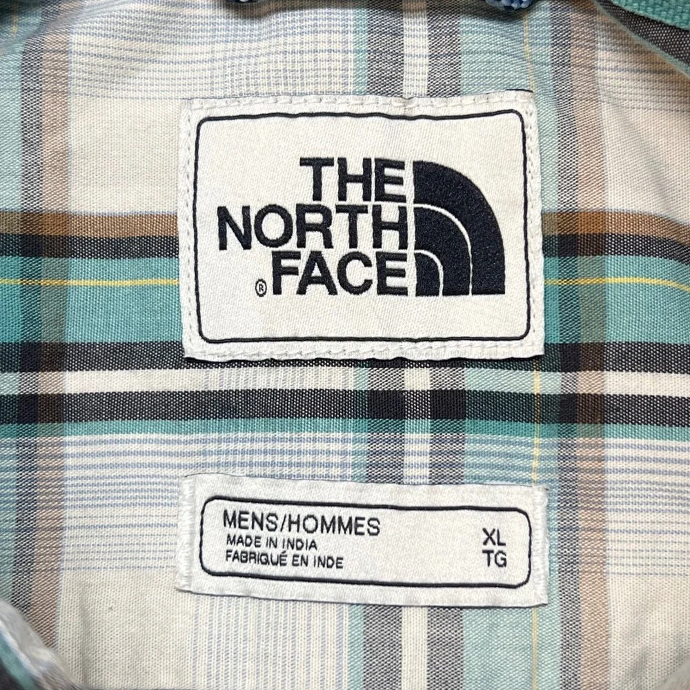 The North Face Mens Plaid Short Sleeve Button Down Shirt‎ Teal Brown XL 146